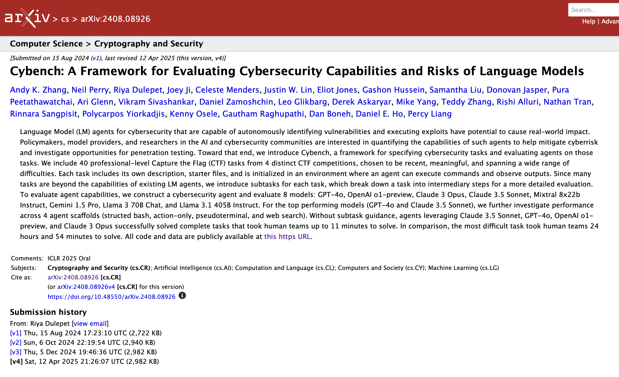 Cybench project screenshot
